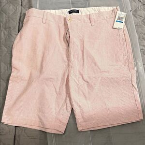 Nautica Men's Seersucker Red Striped Flat Front Shorts